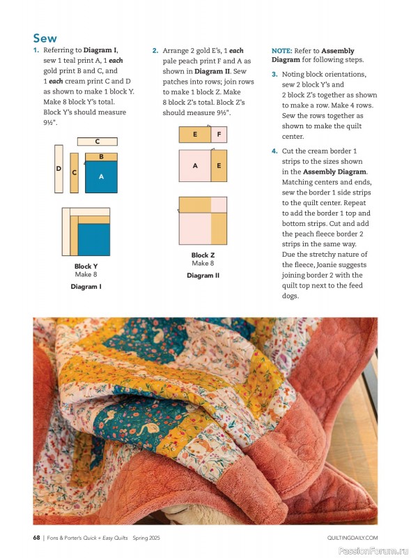 Коллекция проектов для рукодельниц в журнале «Quick+Easy Quilts - Spring 2025»