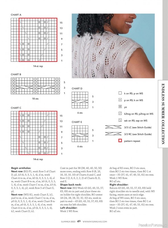 Вязаные модели в журнале «Interweave Knits - Summer 2023»