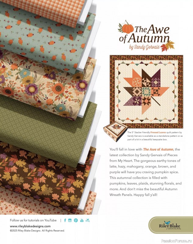 Коллекция проектов для рукодельниц в журнале «Quilter's World - Autumn 2025»