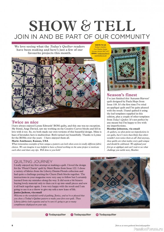 Коллекция проектов для рукодельниц в журнале «Todays Quilter №129 2025»