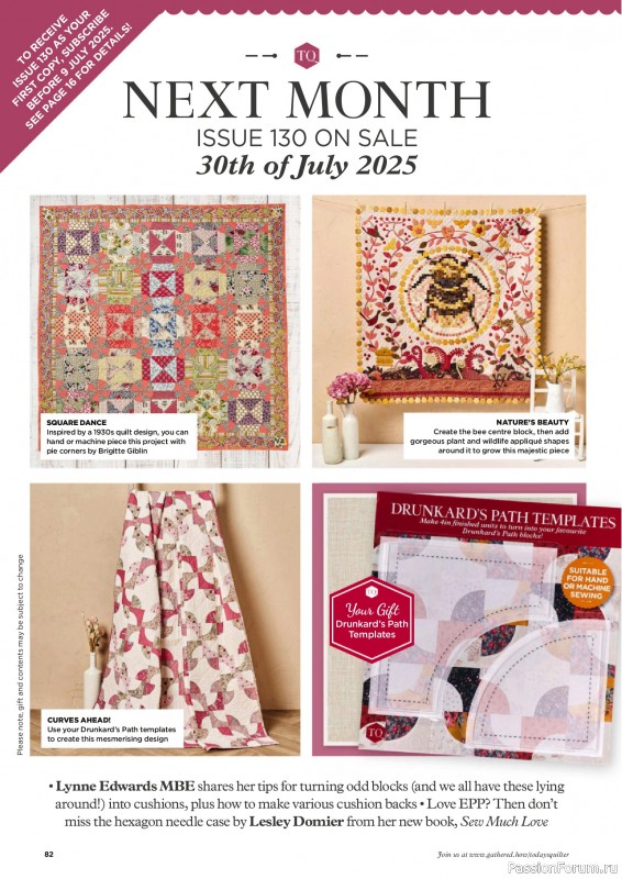 Коллекция проектов для рукодельниц в журнале «Todays Quilter №129 2025»