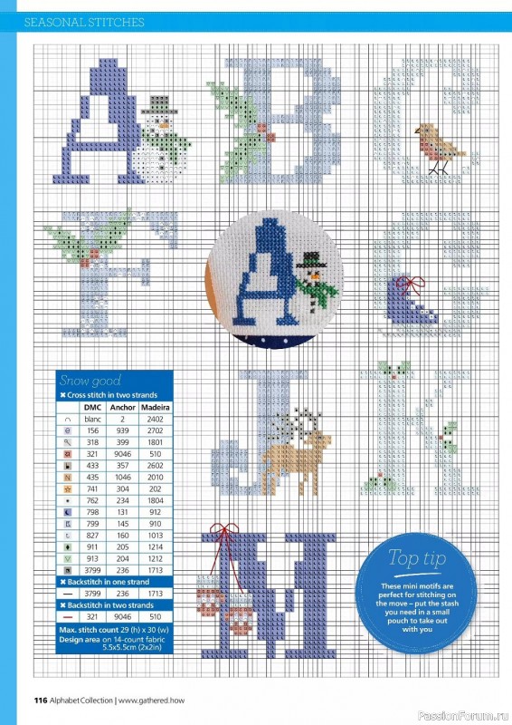 Коллекция вышивки в журнале «Cross Stitching Alphabet Collection 2022»