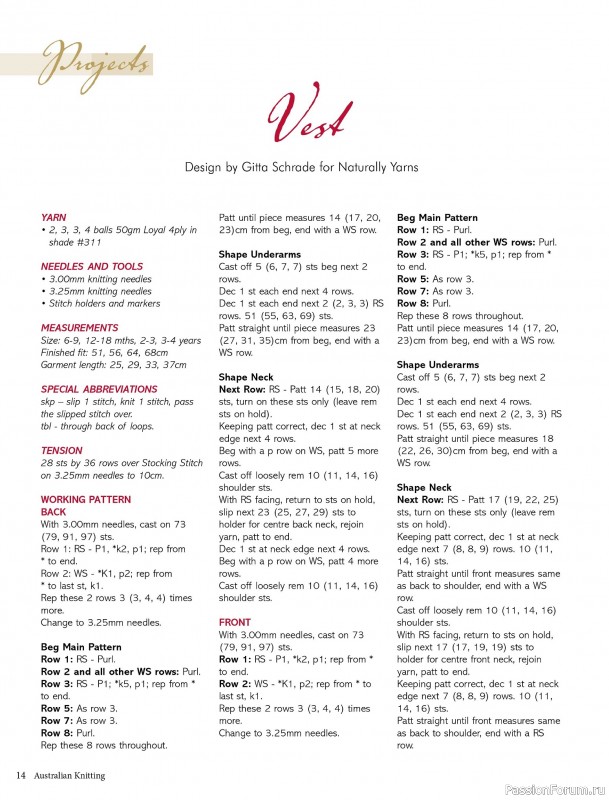Вязаные модели спицами в журнале «Australian Knitting Vol.17 №1 2025»