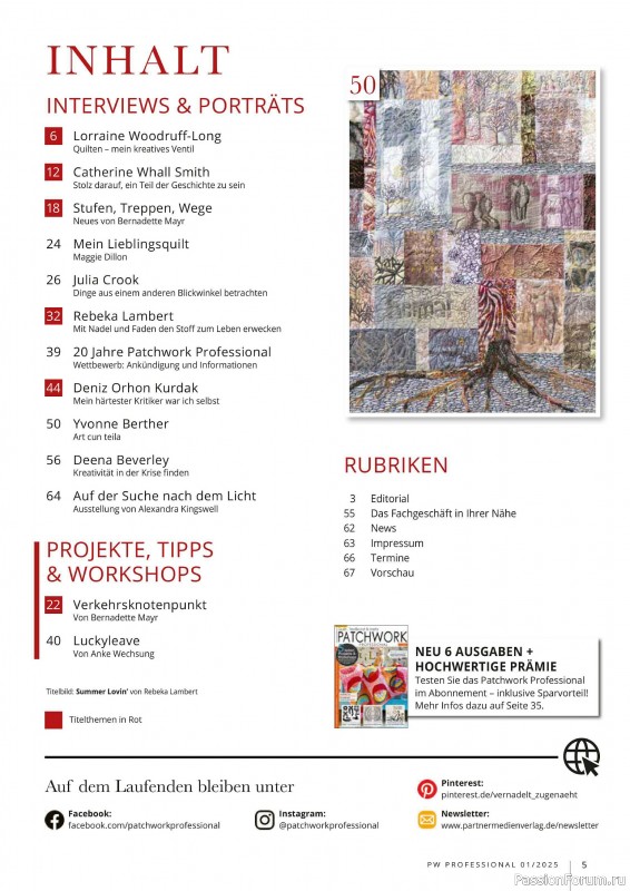 Коллекция проектов для рукодельниц в журнале «Patchwork Professional №1 2025»