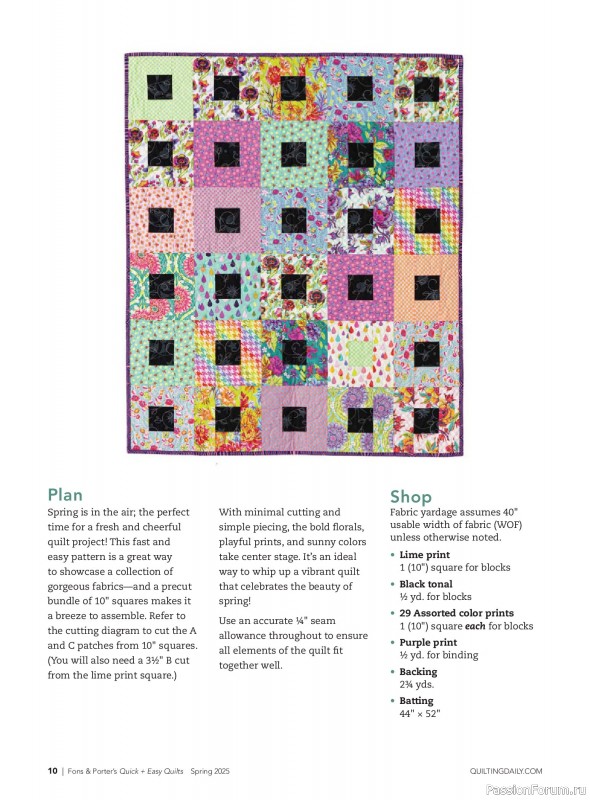 Коллекция проектов для рукодельниц в журнале «Quick+Easy Quilts - Spring 2025»