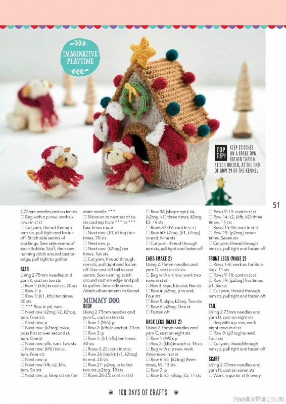 Вязаные проекты спицами в журнале «100 Days of Christmas Knits №26 2023»