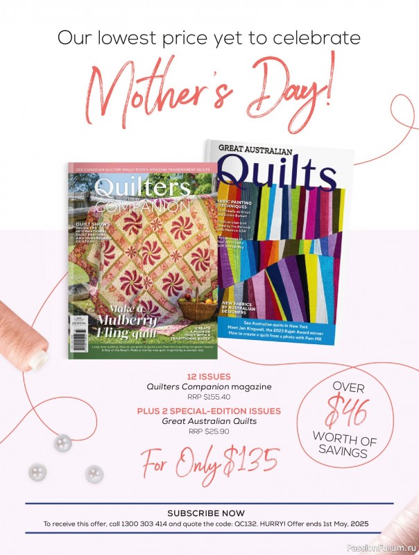 Коллекция проектов для рукодельниц в журнале «Quilters Companion №132 2025»