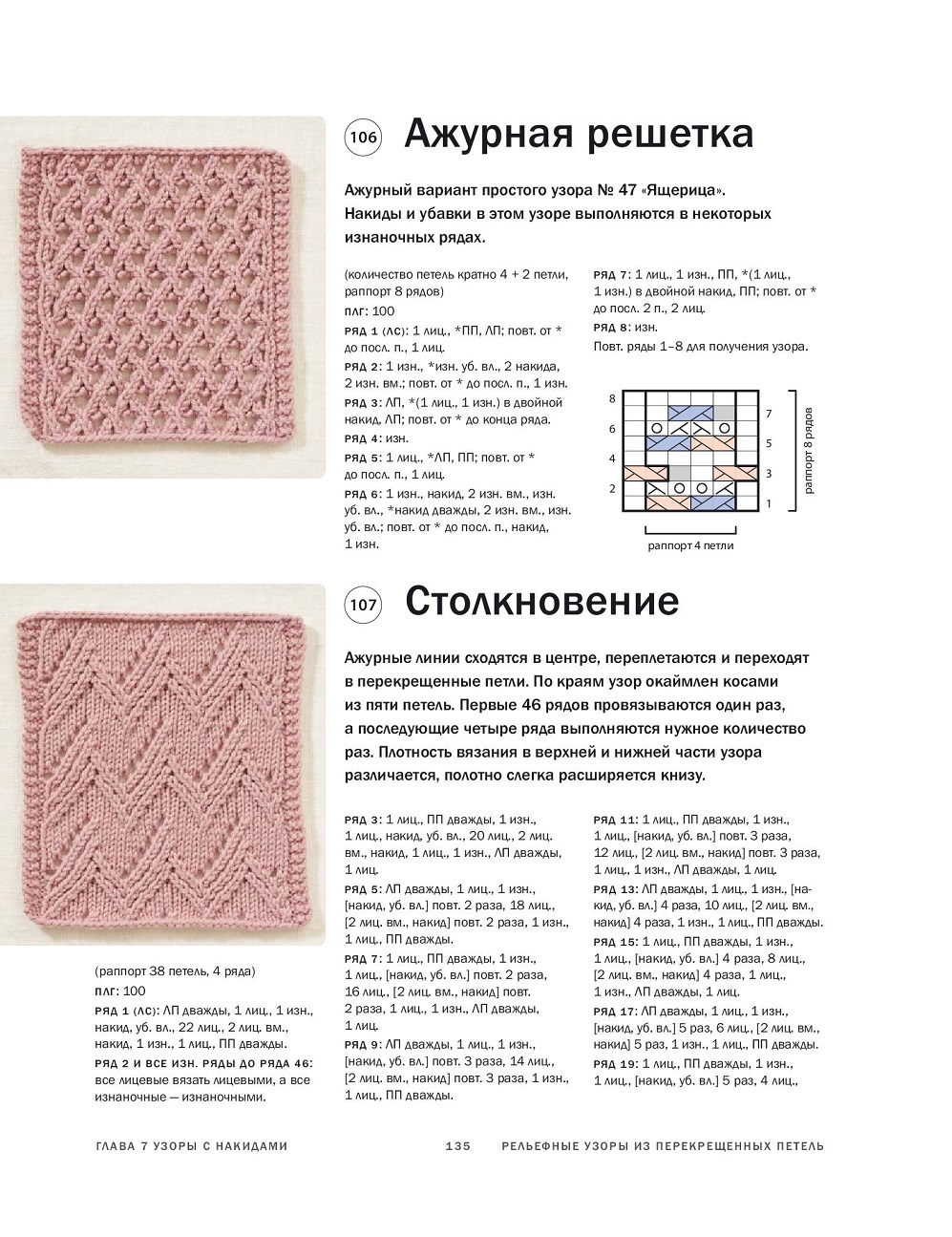 Рельефные узоры из перекрещенных петель