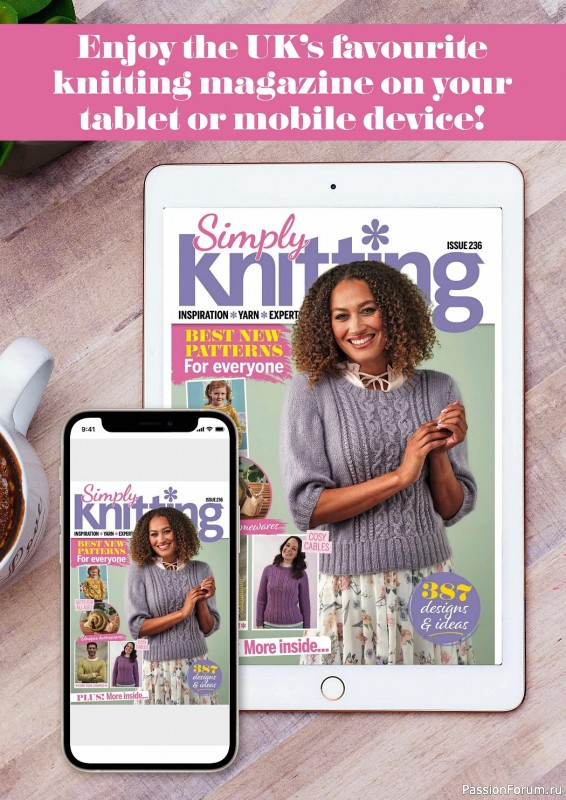 Вязаные проекты спицами в журнале «Simply Knitting №236 2023»