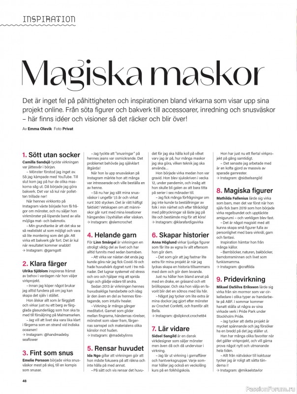 Коллекция проектов для рукодельниц в журнале «Stickat & Sant - Virka! Specialtidning - Juli 2025»