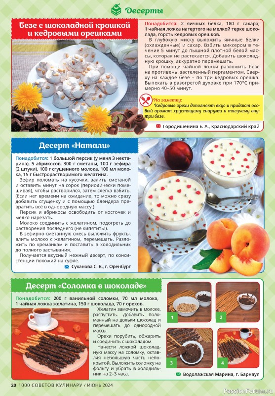 Коллекция кулинарных рецептов в журнале «1000 советов кулинару №6 2024»