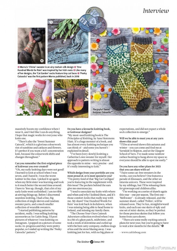 Вязаные проекты спицами в журнале «The Knitter Issue 190 2023»