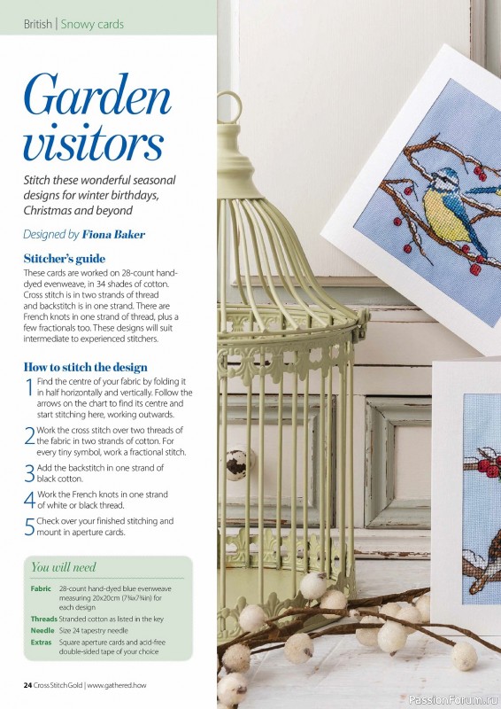 Коллекция вышивки в журнале «Cross Stitch Gold - Birds Collection 2024»