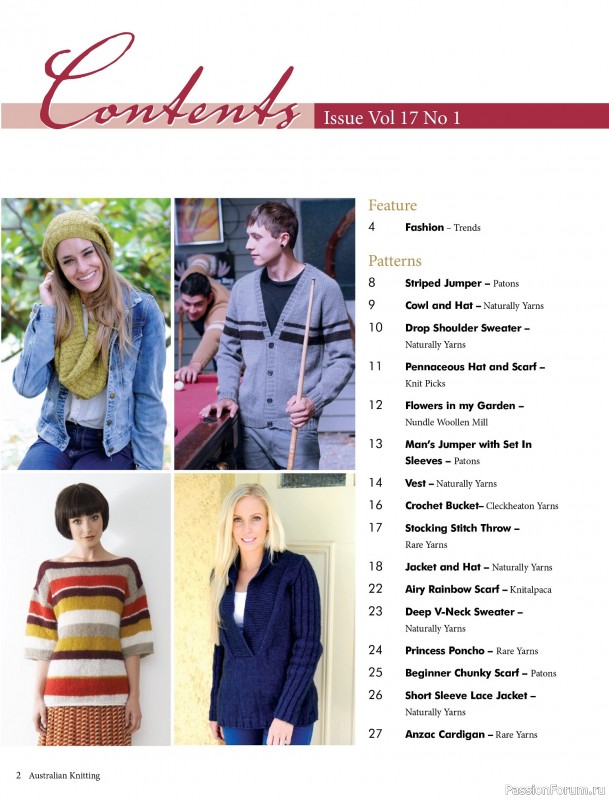 Вязаные модели спицами в журнале «Australian Knitting Vol.17 №1 2025»