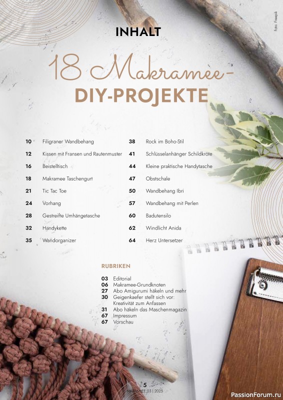 Коллекция проектов для рукодельниц в журнале «Hakeln Sonderheft - Makramee №3 2025»