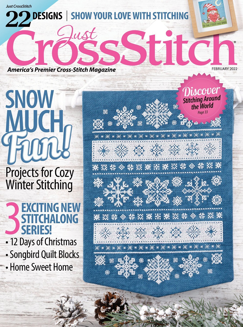 Разные виды вышивки в журнале "Just CrossStitch" - February 2022