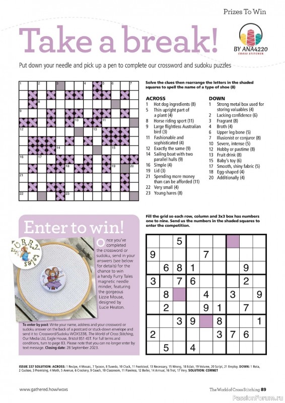Коллекция вышивки в журнале «The World of Cross Stitching №338 2022»