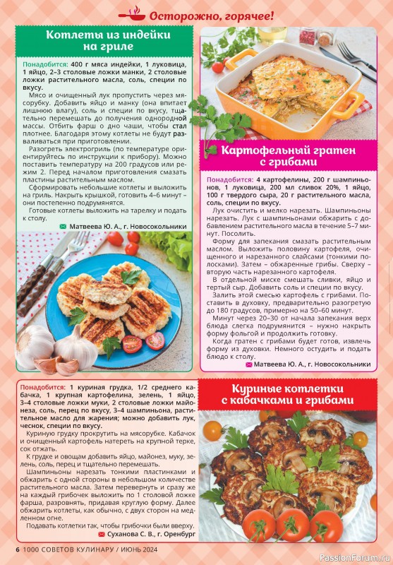 Коллекция кулинарных рецептов в журнале «1000 советов кулинару №6 2024»