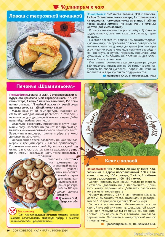 Коллекция кулинарных рецептов в журнале «1000 советов кулинару №6 2024»