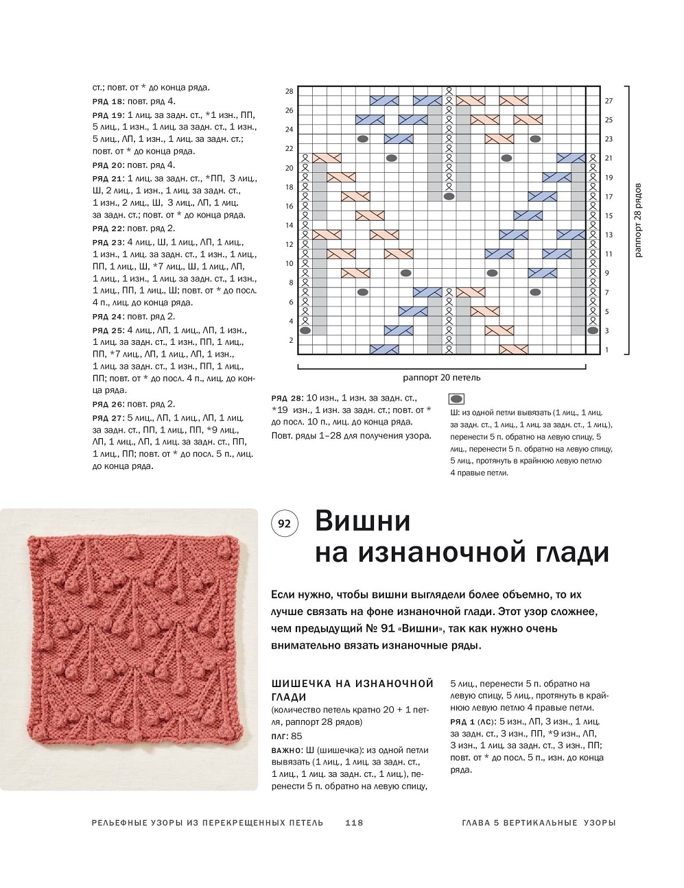 Рельефные узоры из перекрещенных петель