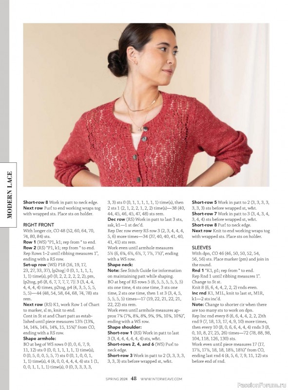 Вязаные модели в журнале «Interweave Knits - Spring 2024»