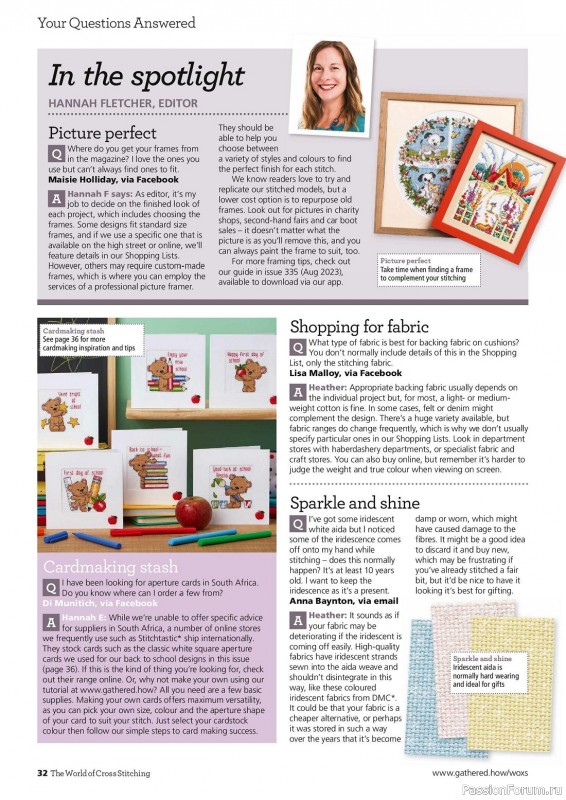 Коллекция вышивки в журнале «The World of Cross Stitching №336 2023»