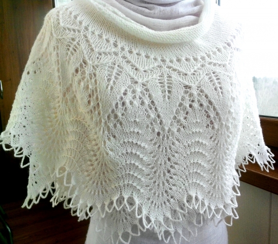 Шаль &quot;Марианна&quot; с сиреневой каймой, белая шаль &quot; Марианна&quot;