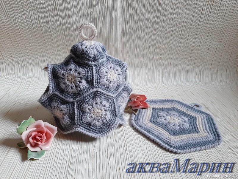 Грелка на чайник и подставка крючком + Схема