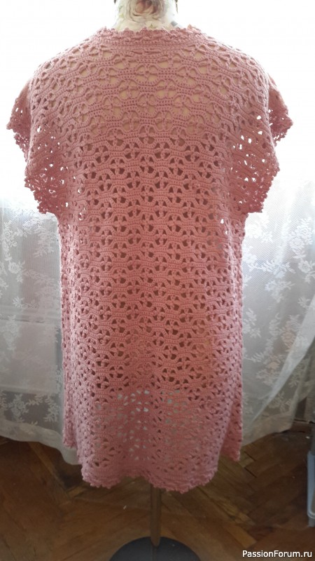 Красивый нежно-розовый ажурный кардиган, крючок, 46-50 р.р., новый, без единого дефекта. 3000 р.