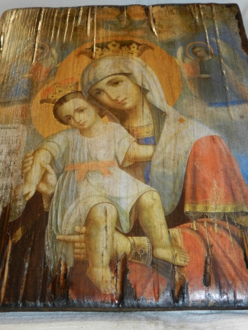Складень. Икона Пресвятой Богородицы и Иисус Христос в терновом венце.