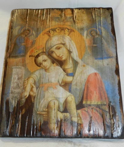 Складень. Икона Пресвятой Богородицы и Иисус Христос в терновом венце.