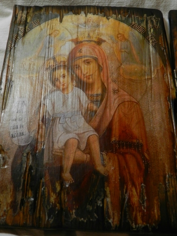 Складень. Икона Пресвятой Богородицы и Иисус Христос в терновом венце.