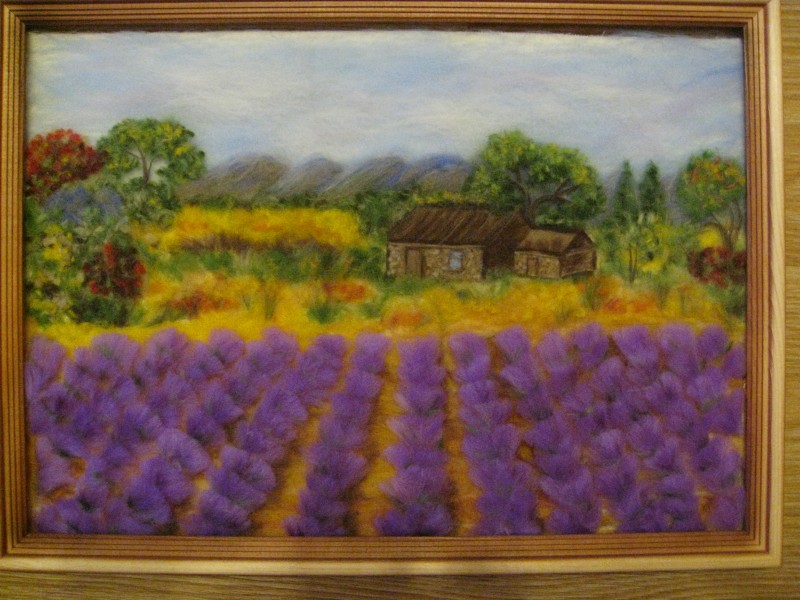 картина шерстью
