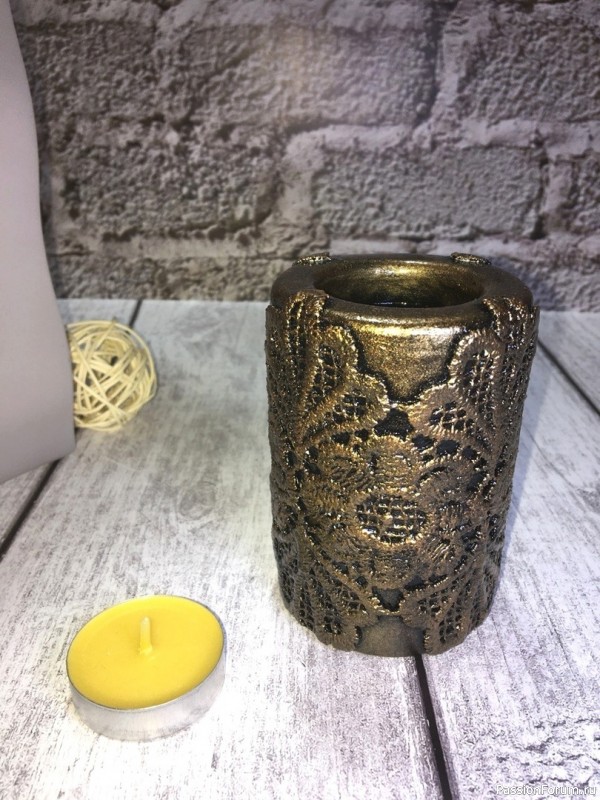 Подсвечник для чайной свечи серия "Кружево"