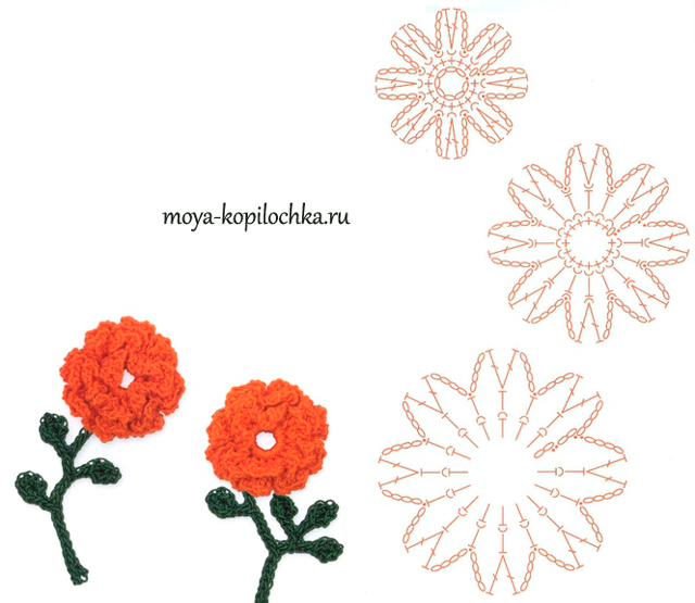 Цветочки и листочки крючком для ирландского кружева и не только.