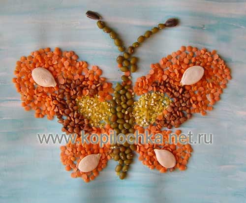 Картинки из сухих плодов и круп, идеи из инета.