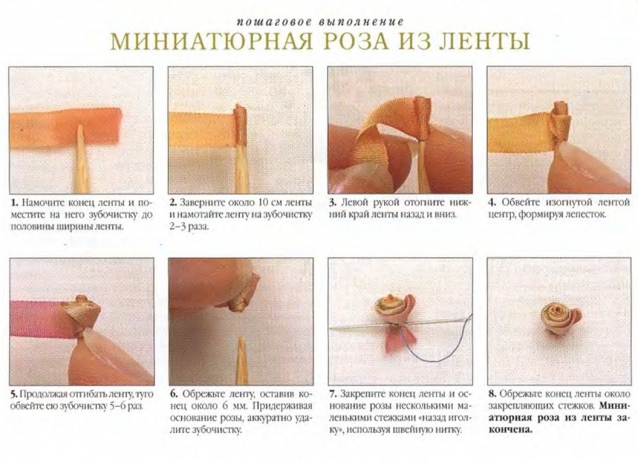 разные виды вышивки розы лентами