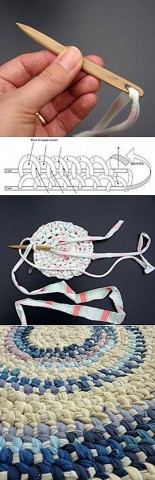 Коврик из текстильных полосочек иглой