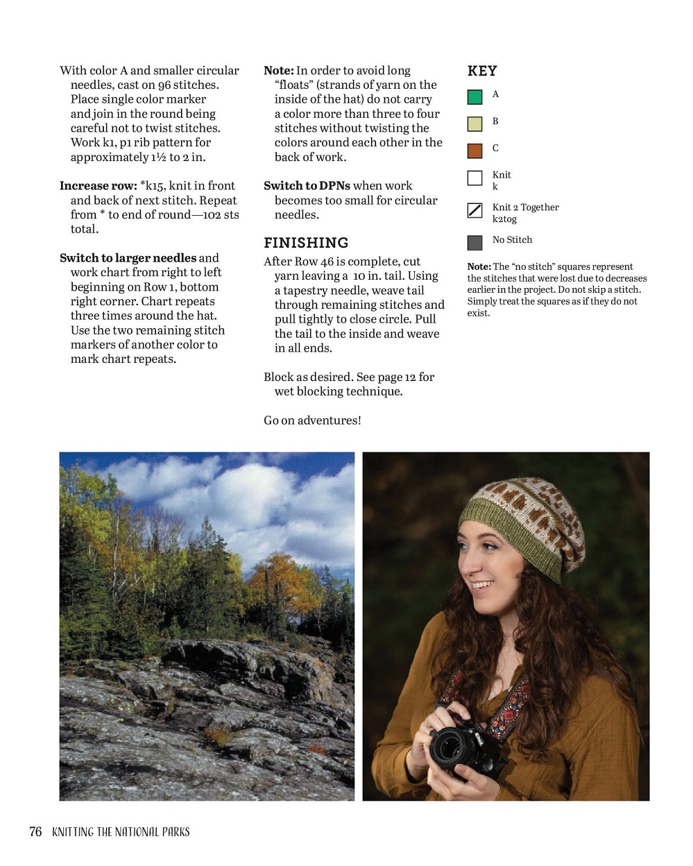 Коллекция моделей шапок в книге «Кnitting the National Parks»