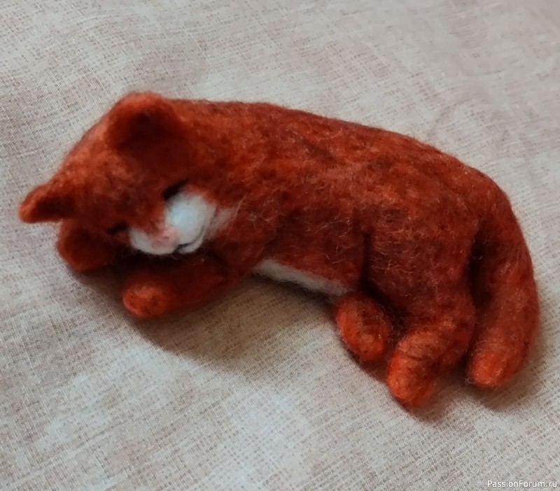 Рыжий котик из шерсти .МК