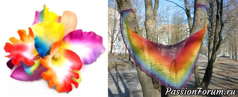 Шаль &quot;Красная орхидея&quot;. МК из архива форума