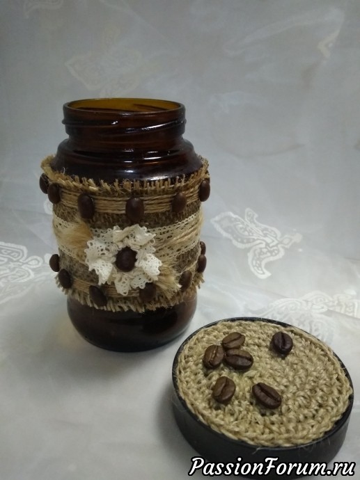 Кофейная баночка. На конкурс "Декор стекла"