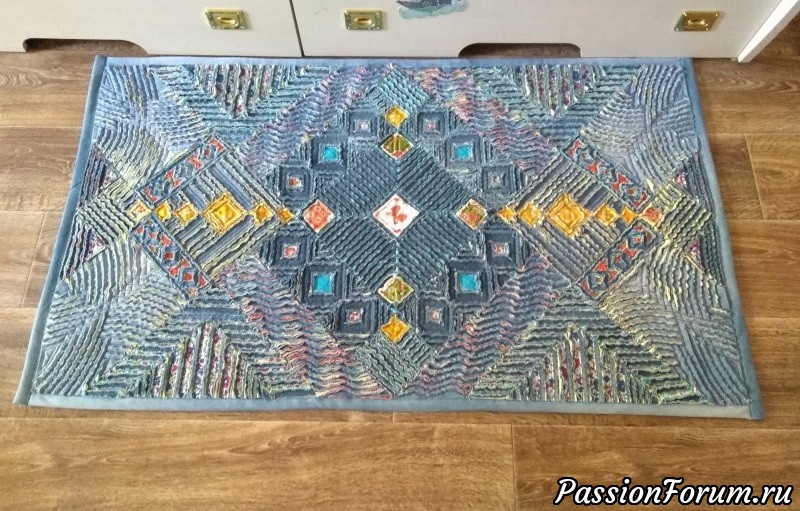 Джинсовый коврик в технике синель