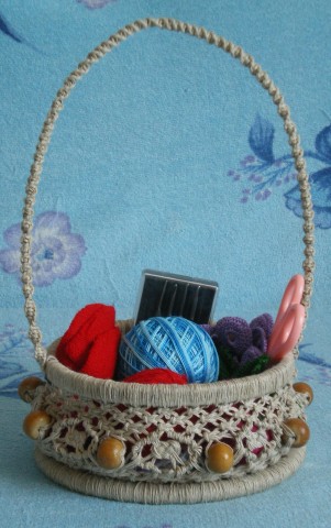 Макраме, корзинка для рукоделия.