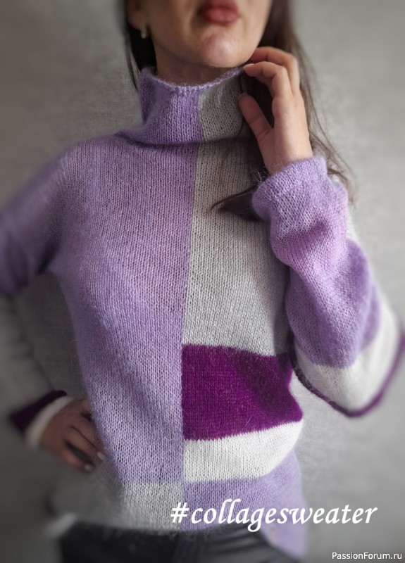 Collage sweater в технике ИНТАРСИЯ.