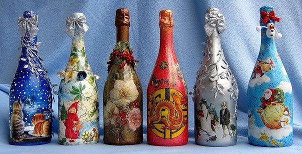 Мастер класс по декупажу бутылок шампанского