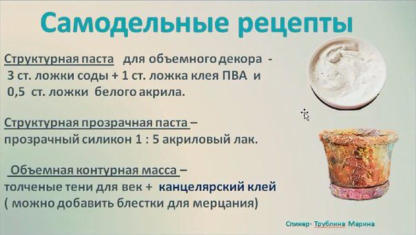 Полезные рецепты для декорирования и лепки от М.Трублиной.