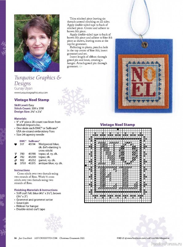 Жрнал "Just CrossStitch - Christmas Ornaments" 2021. Много схем!