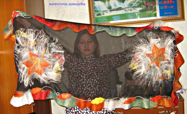Палантин валяный "Осенний листопад"