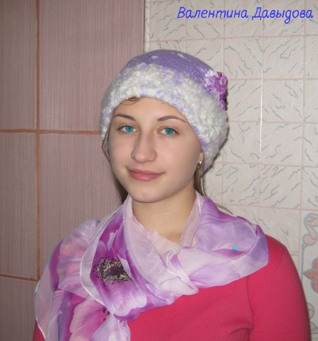 Шапка валяная "Запах сирени"